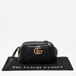 Pre Owned حقيبة كتف غوتشي جي جي مارمونت جلد ماتيلاسيه أحمر صغيرة