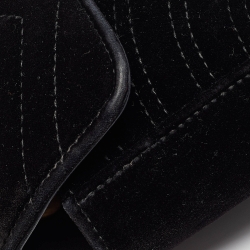 مملوكة مسبقًا Gucci Black Matelassé Velvet Mini GG Marmont Shoulder Bag