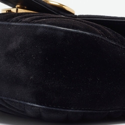 مملوكة مسبقًا Gucci Black Matelassé Velvet Mini GG Marmont Shoulder Bag