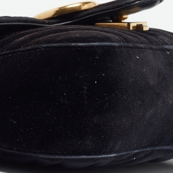 مملوكة مسبقًا Gucci Black Matelassé Velvet Mini GG Marmont Shoulder Bag