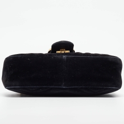 مملوكة مسبقًا Gucci Black Matelassé Velvet Mini GG Marmont Shoulder Bag