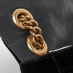 مملوكة مسبقًا Gucci Black Matelassé Velvet Mini GG Marmont Shoulder Bag
