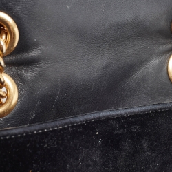 مملوكة مسبقًا Gucci Black Matelassé Velvet Mini GG Marmont Shoulder Bag