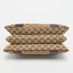 Gucci Metallic Purple/Beige GG Canvas Metal Bamboo Ring Bag
