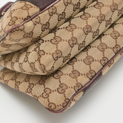 Gucci Metallic Purple/Beige GG Canvas Metal Bamboo Ring Bag