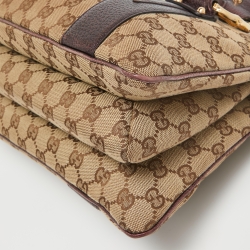 Gucci Metallic Purple/Beige GG Canvas Metal Bamboo Ring Bag