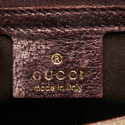 Gucci Metallic Purple/Beige GG Canvas Metal Bamboo Ring Bag