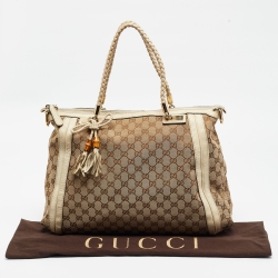 Gucci Beige/Off White GG Canvas and Leather Bella Tote