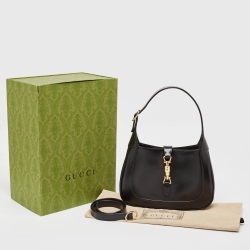 Pre Owned Gucci Black Glossy Leather Small Jackie 1961 Hobo