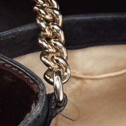 Pre Owned Gucci Black Patent Leather Medium Emily Chain Shoulder Bag