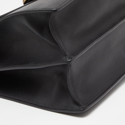 Pre Owned Gucci Black Leather Large Dionysus Bamboo Top Handle Bag