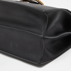 Pre Owned Gucci Black Leather Large Dionysus Bamboo Top Handle Bag