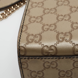Pre Owned Gucci Light Gold Guccissima Leather Medium Emily Chain Shoulder Bag