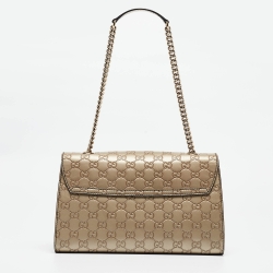 Pre Owned Gucci Light Gold Guccissima Leather Medium Emily Chain Shoulder Bag