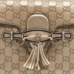 Pre Owned Gucci Light Gold Guccissima Leather Medium Emily Chain Shoulder Bag