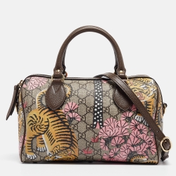 مملوكة مسبقًا Gucci Multicolor Animal Printed Coated Canvas and Leather Joy Boston Bag