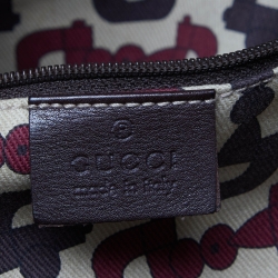 Pre Owned حقيبة يد غوتشي جلد بني داكن حلقة حرف D