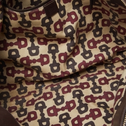 Pre Owned حقيبة يد غوتشي جلد بني داكن حلقة حرف D