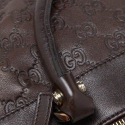 Pre Owned حقيبة يد غوتشي جلد بني داكن حلقة حرف D