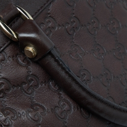 Pre Owned حقيبة يد غوتشي جلد بني داكن حلقة حرف D