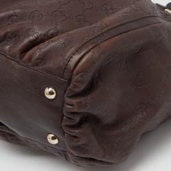 Pre Owned حقيبة يد غوتشي جلد بني داكن حلقة حرف D