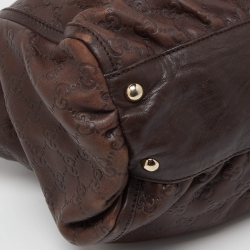 Pre Owned حقيبة يد غوتشي جلد بني داكن حلقة حرف D