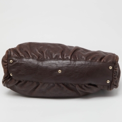 Pre Owned حقيبة يد غوتشي جلد بني داكن حلقة حرف D