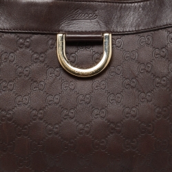 Pre Owned حقيبة يد غوتشي جلد بني داكن حلقة حرف D