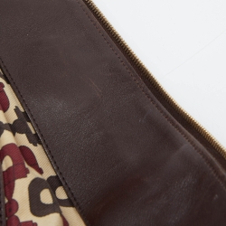 Pre Owned حقيبة يد غوتشي جلد بني داكن حلقة حرف D