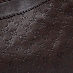 Pre Owned حقيبة يد غوتشي جلد بني داكن حلقة حرف D