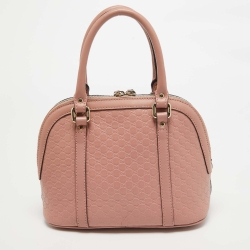 Pre Owned Gucci Light Pink Microguccissima Leather Small Dome Bag