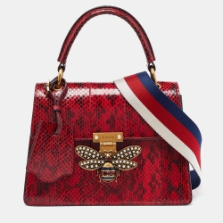 Pre Owned Gucci Red Ayers Small Queen Margaret Top Handle Bag