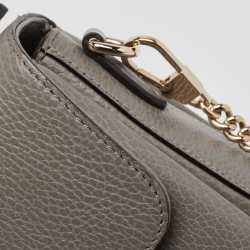 Pre Owned Gucci Grey Leather Dollar Interlocking G Top Handle Bag