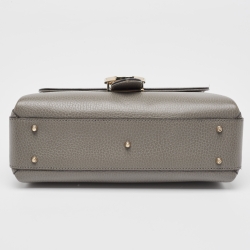 Pre Owned Gucci Grey Leather Dollar Interlocking G Top Handle Bag