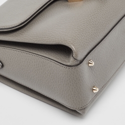 Pre Owned Gucci Grey Leather Dollar Interlocking G Top Handle Bag