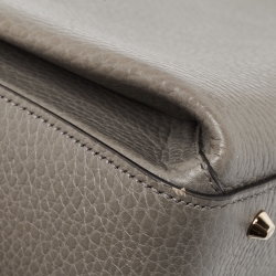 Pre Owned Gucci Grey Leather Dollar Interlocking G Top Handle Bag
