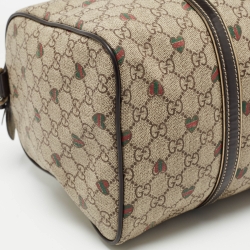 Gucci Brown/Beige GG Supreme Canvas and Leather Medium Heart Joy Boston Bag