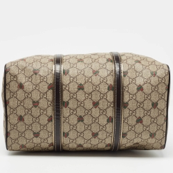 Gucci Brown/Beige GG Supreme Canvas and Leather Medium Heart Joy Boston Bag
