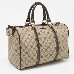 Gucci Brown/Beige GG Supreme Canvas and Leather Medium Heart Joy Boston Bag