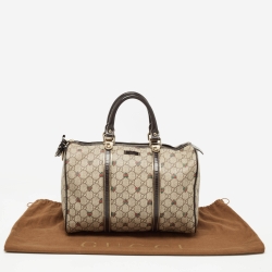 Gucci Brown/Beige GG Supreme Canvas and Leather Medium Heart Joy Boston Bag