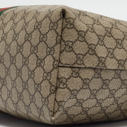 Pre Owned Gucci Brown/Beige GG Supreme Canvas and Leather Ophidia Tote