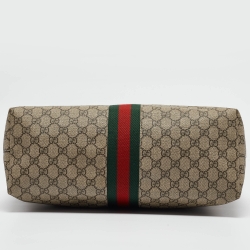 Pre Owned Gucci Brown/Beige GG Supreme Canvas and Leather Ophidia Tote