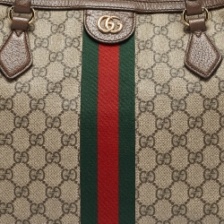 Pre Owned Gucci Brown/Beige GG Supreme Canvas and Leather Ophidia Tote