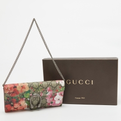 Pre Owned Gucci Multicolor GG Supreme Blooms Canvas Dionysus Wallet on Chain