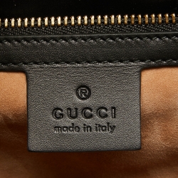 Pre Owned Gucci Black Leather Maxi Web Sylvie Top Handle Bag