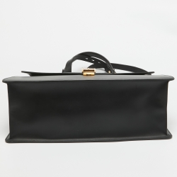 Pre Owned Gucci Black Leather Maxi Web Sylvie Top Handle Bag