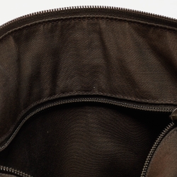 Pre Owned Gucci Dark Brown Guccissima Leather Zip Messenger Bag