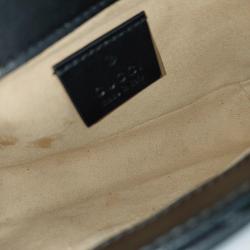 Pre Owned Gucci Black Leather GG Marmont Super Mini Shoulder Bag