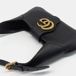 Gucci Black Leather Small Aphrodite Crescent Shoulder Bag