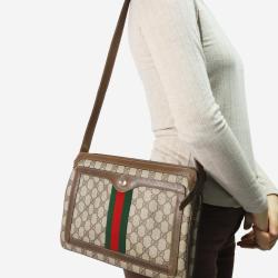 Gucci Brown GG Supreme Canvas Ophidia Shoulder Bag